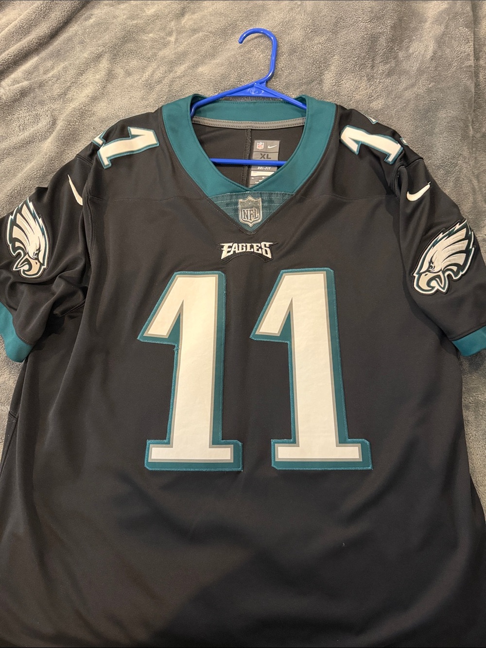 Nike Black and Teal Philadelphia Eagles AJ BROWN #11 Jersey